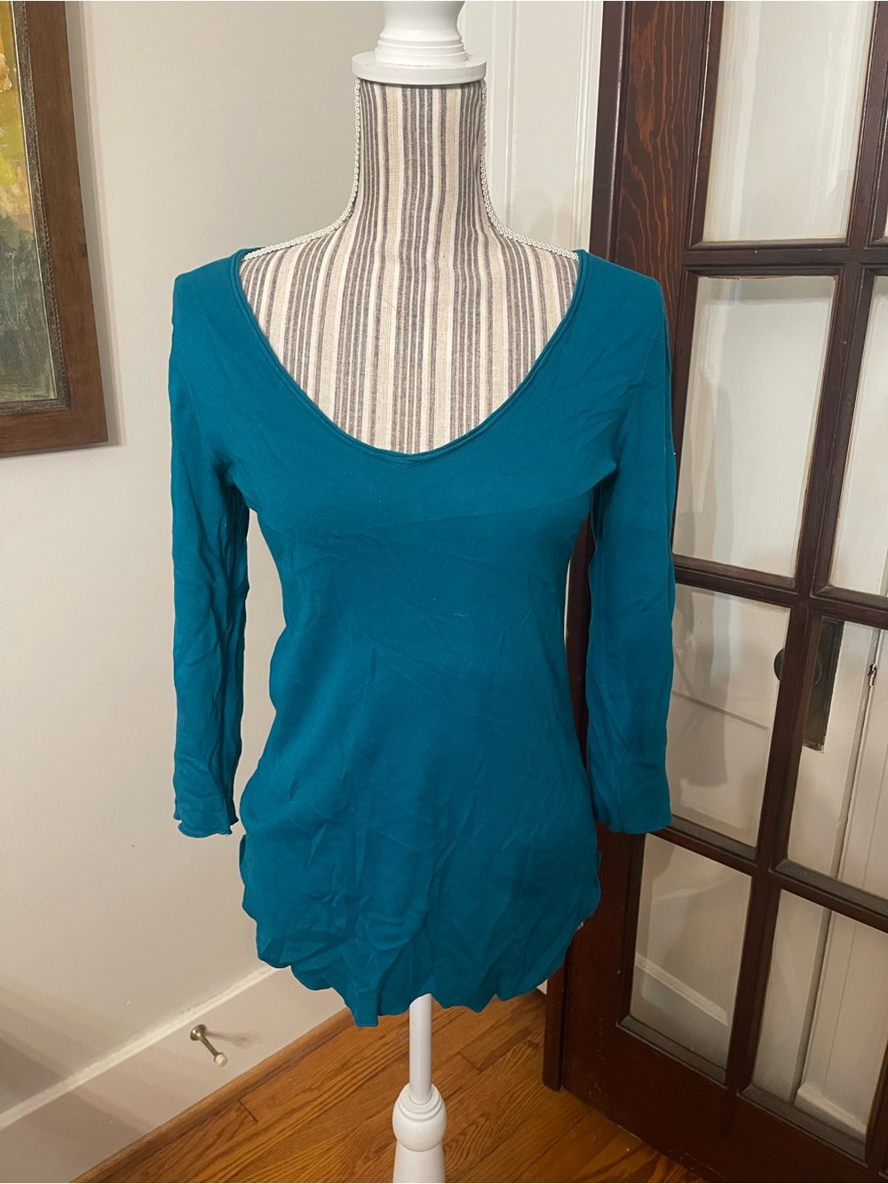 Three Dots Teal 3/4 Sleeved  Scoop Neck Tunic